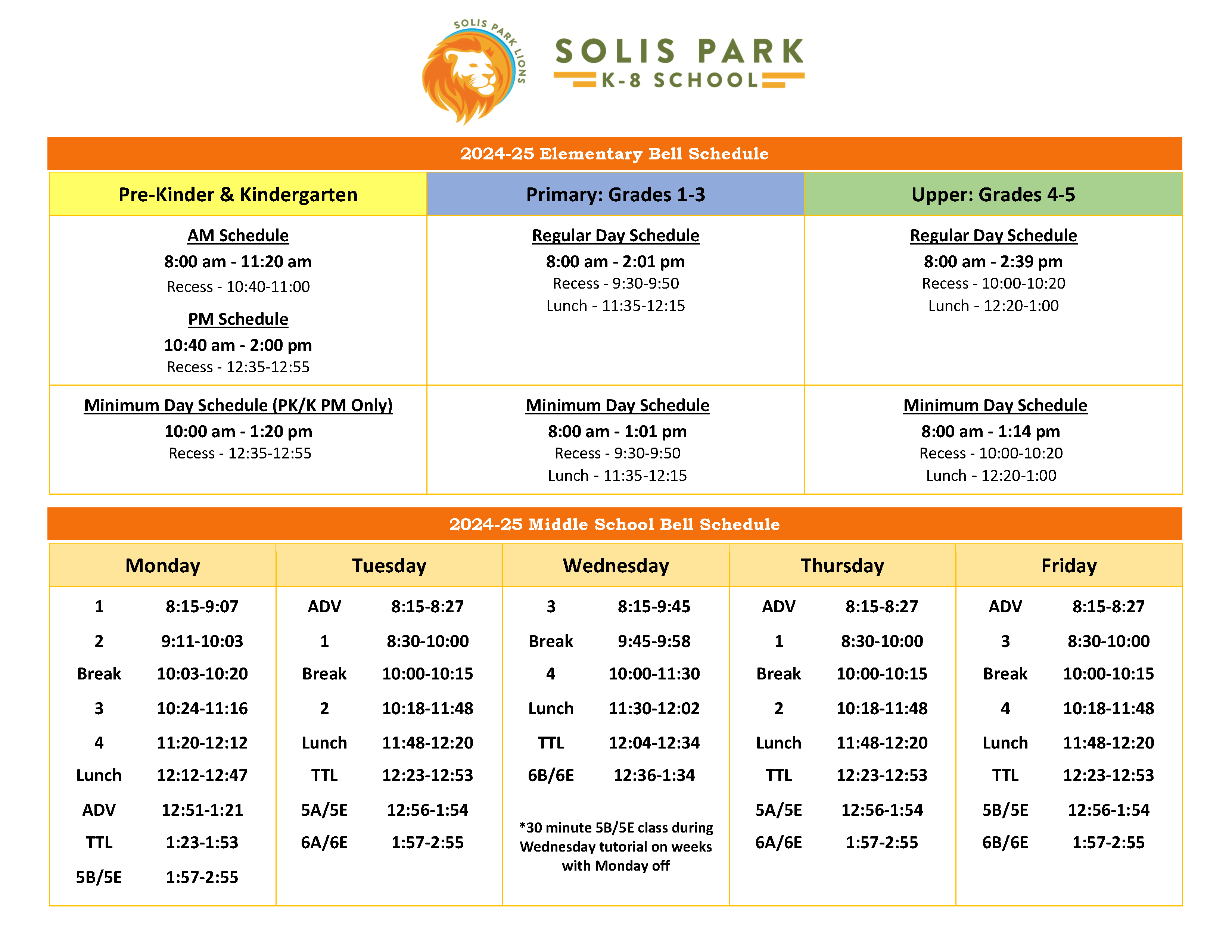 Full Bell Schedule