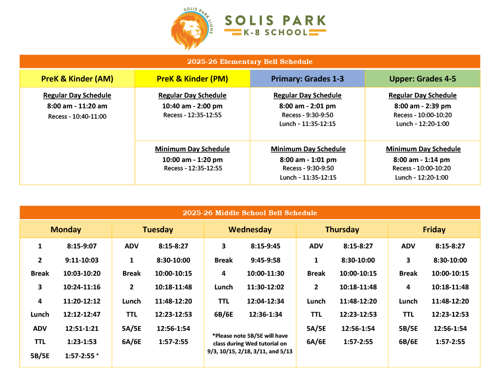 Full Bell Schedule