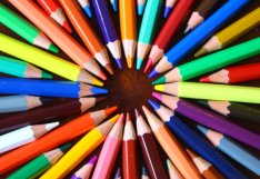 color pencils in a circle