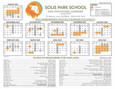 Solis Park Calendar